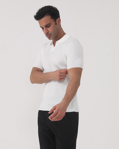 Herren Poloshirt V-Ausschnitt Strick Qualität