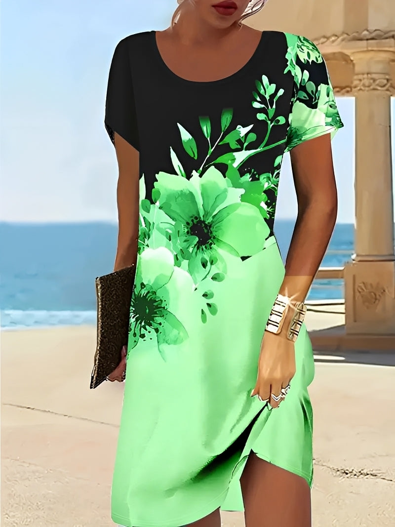 Kleid Damen Bedruckt Stilvolles Sommerkleid