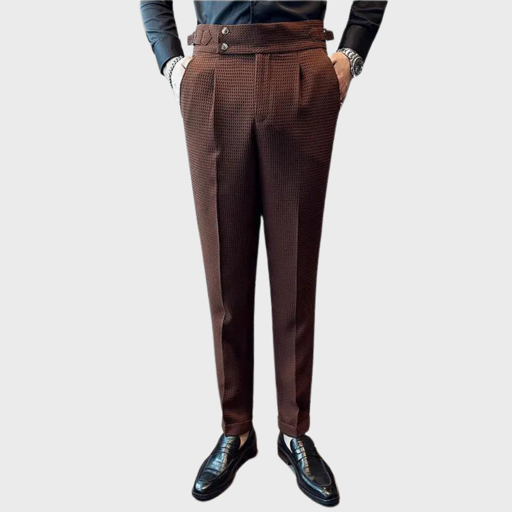 Herrenhose kariert mit hoher Bund und Komfort