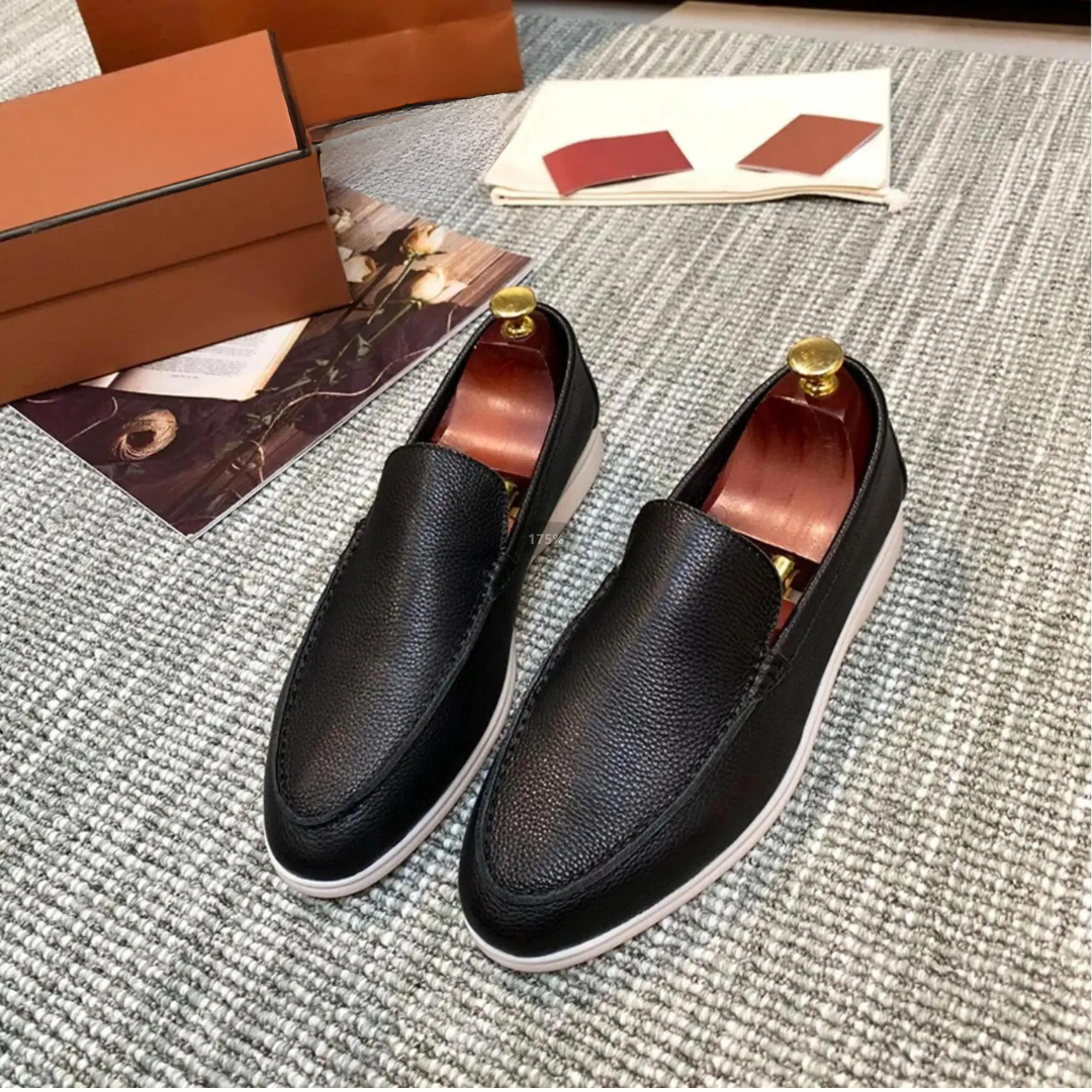 Herren Loafers Leder Schuhe Elegant Schwarz