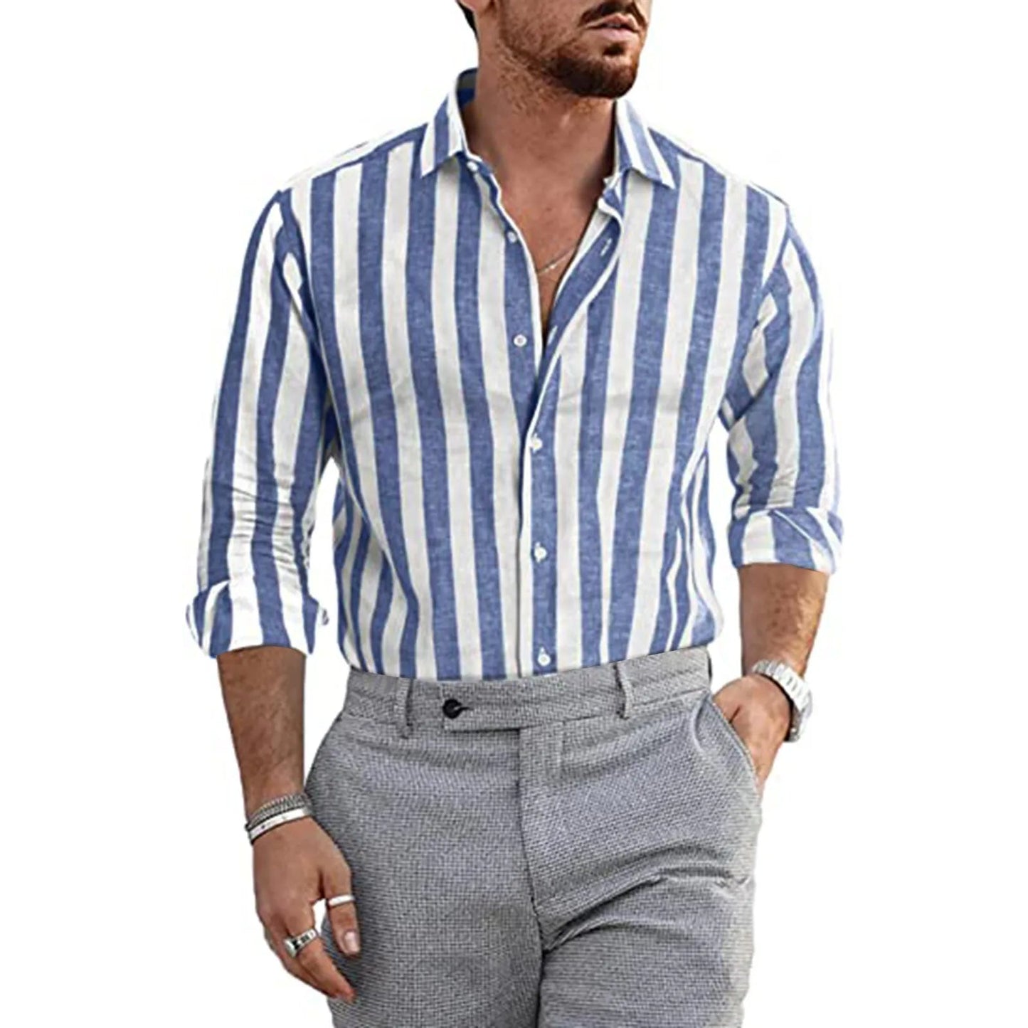 Männer Leinenhemd Streifen Sommer Modern - BerlinGlamour