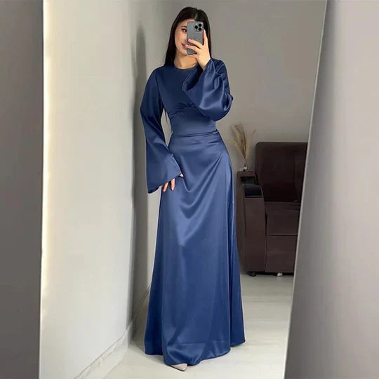 Lange Frauenkleider aus Satin Elegant Abendkleid