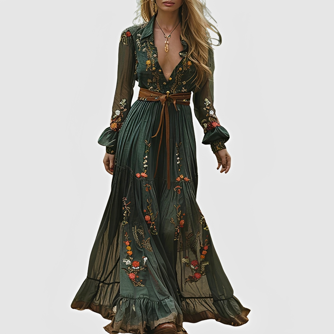 Blumen Maxi-Kleid Damen Sommer Robe Lang