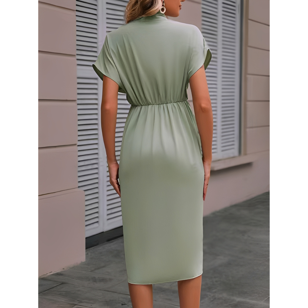 Elegantes Wickelkleid Damen Midi Länge