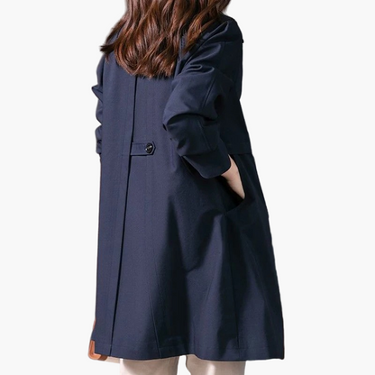 Damen Wintermantel Klassisch Button-Up Schwarz