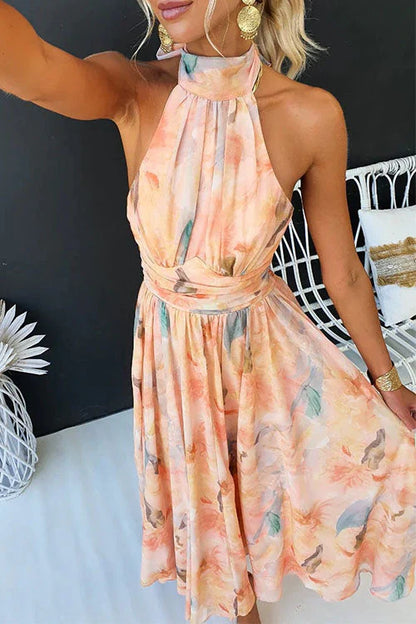 Damen Maxikleid Sommer Blumenprint Leicht