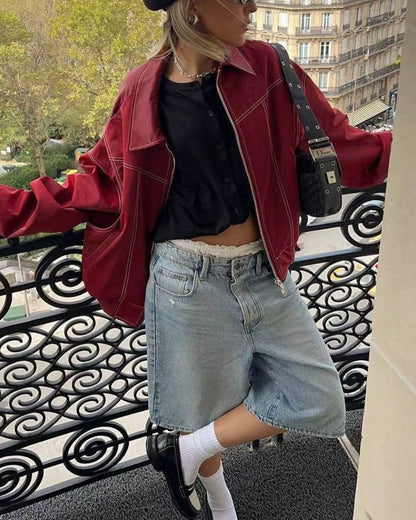 Extra Große Lederjacke Übergroß Schnitt - BerlinGlamour