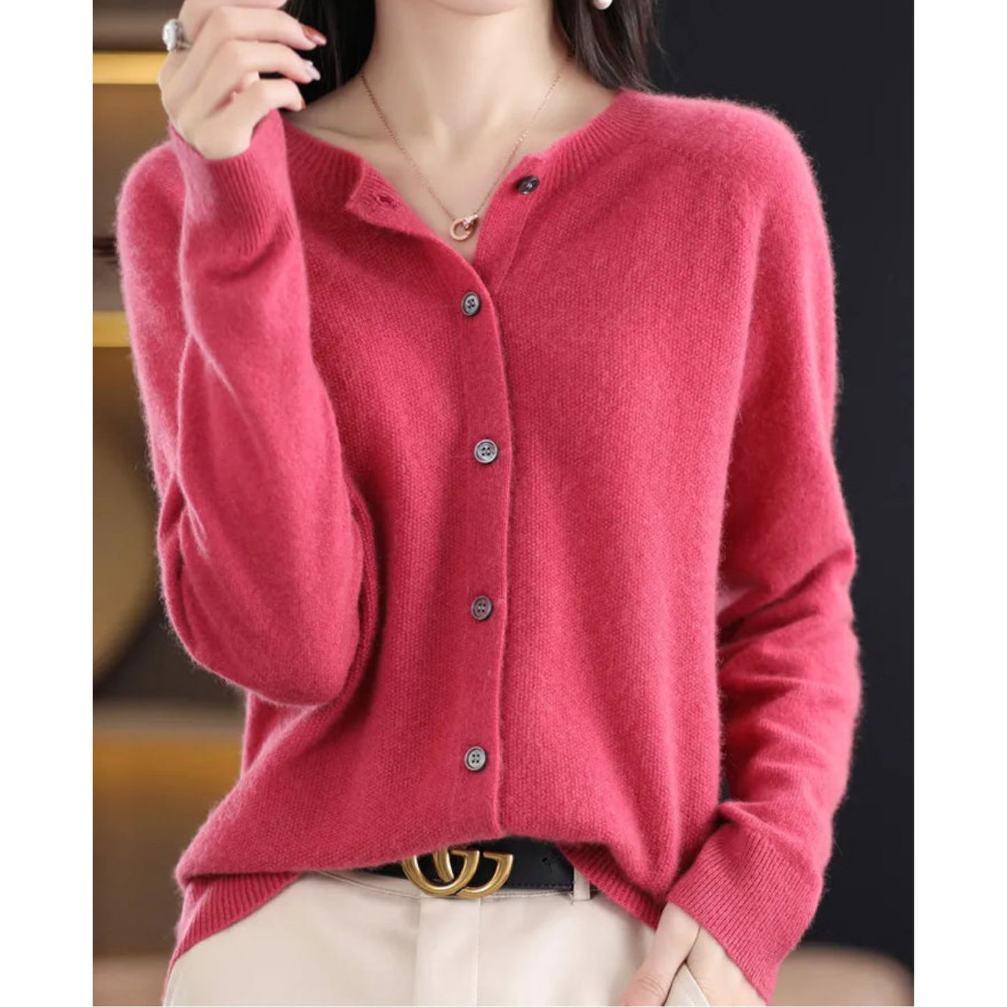 Damen Strickjacke Merinowolle Kaschmir Pullover Weich - BerlinGlamour