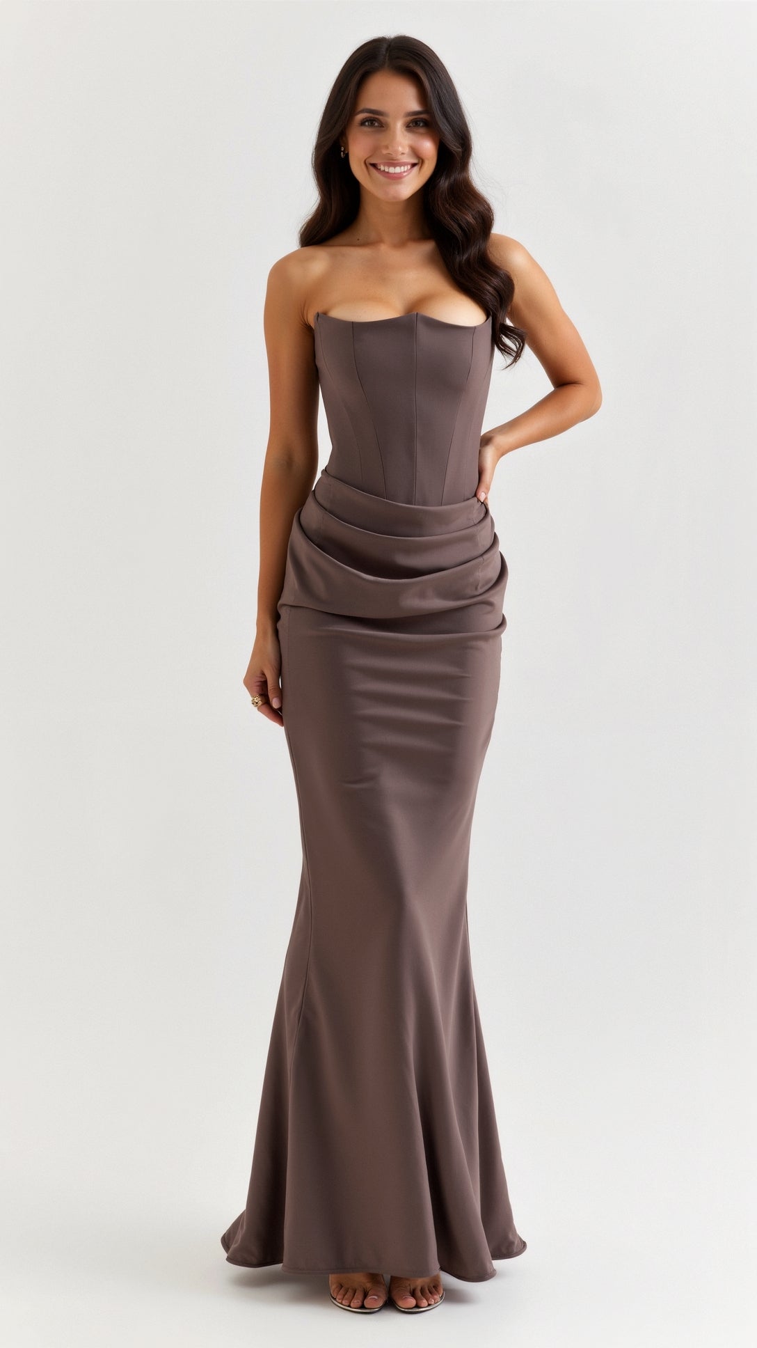 Elegantes Maxi Kleid Damen Hochzeitsgast Kleid Lang