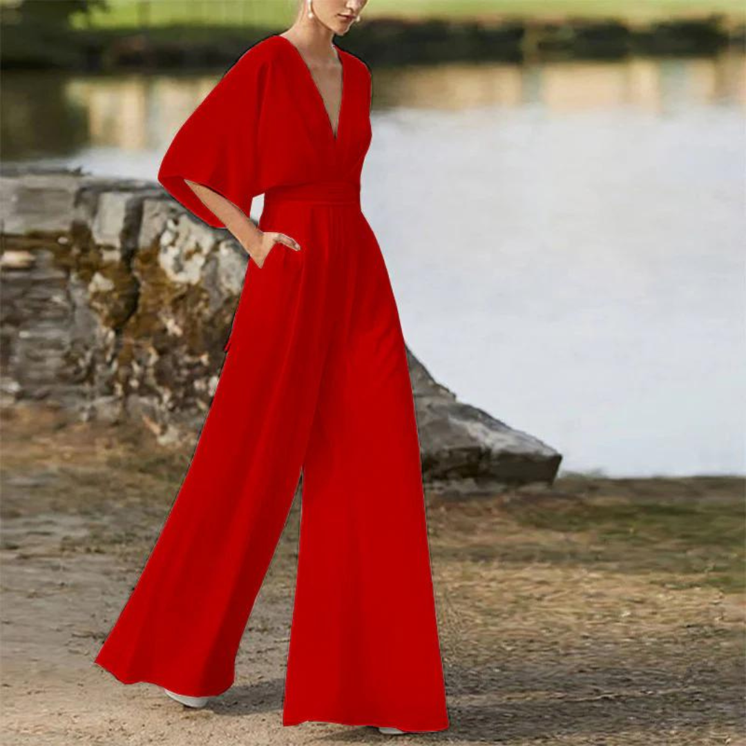 Eleganter Damen Jumpsuit mit Halben Ärmeln Modern