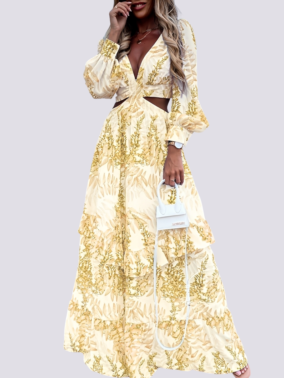 Langarmkleid Damen Bequem Elegant Maxikleid