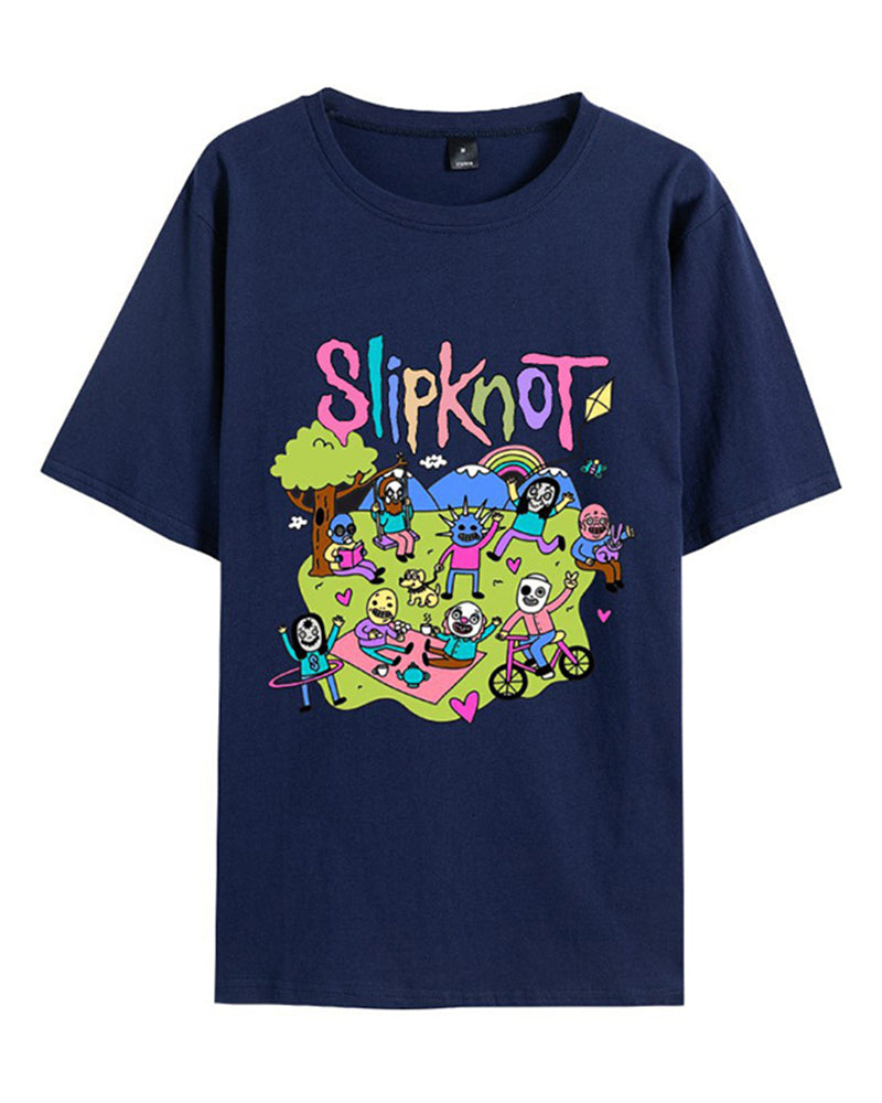 Schwarzes Slipknot Band T-Shirt Männer