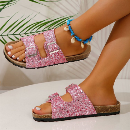 Glitzersandalen Damen High Heel Berlin Chic