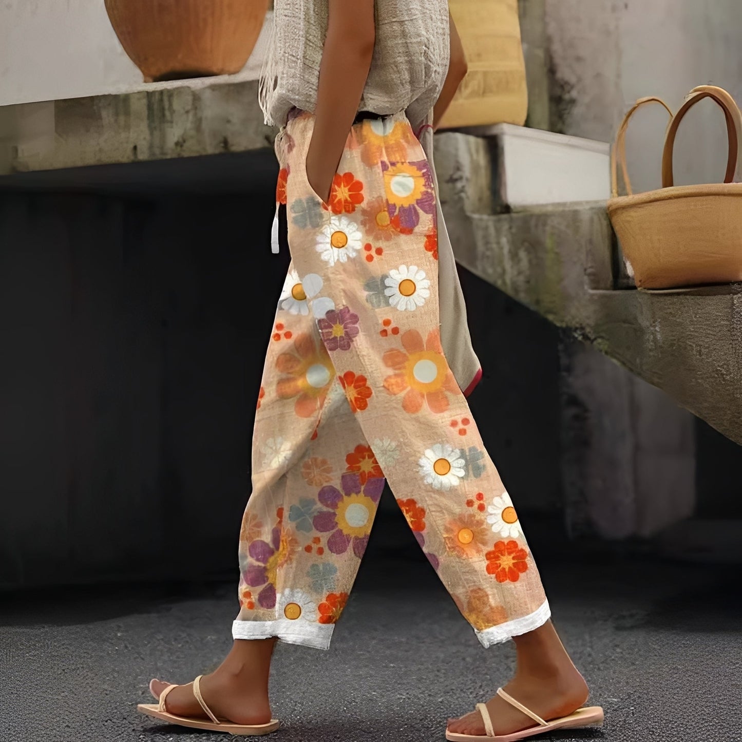 Damen Hose mit Taschen Stilvoll Elegant