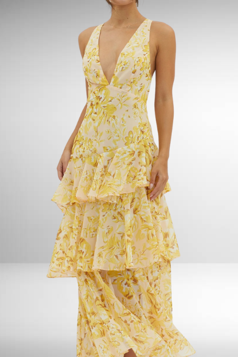 Damen Maxikleid Geblümt Elegantes Sommerkleid