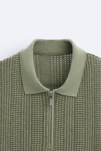 Strick-Polo Reißverschluss Herren Sportlich Modern
