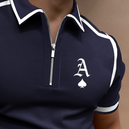Herren Polo Shirt Reißverschluss Kragen Modern