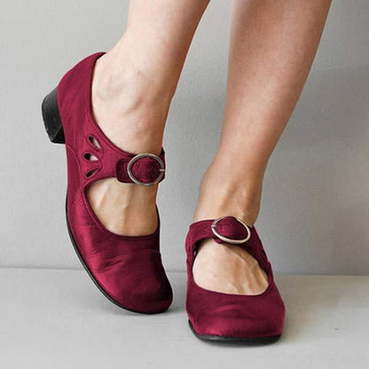 Leder Keilsandalen Damen Orthopädische Schnalle Verstellbar