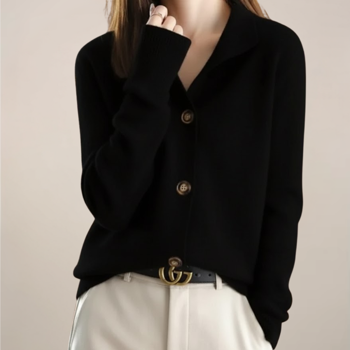 Damen Cardigan Frühling Kragen Knöpfe Modern