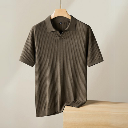 Herren Poloshirt Marineblau Strick Qualität