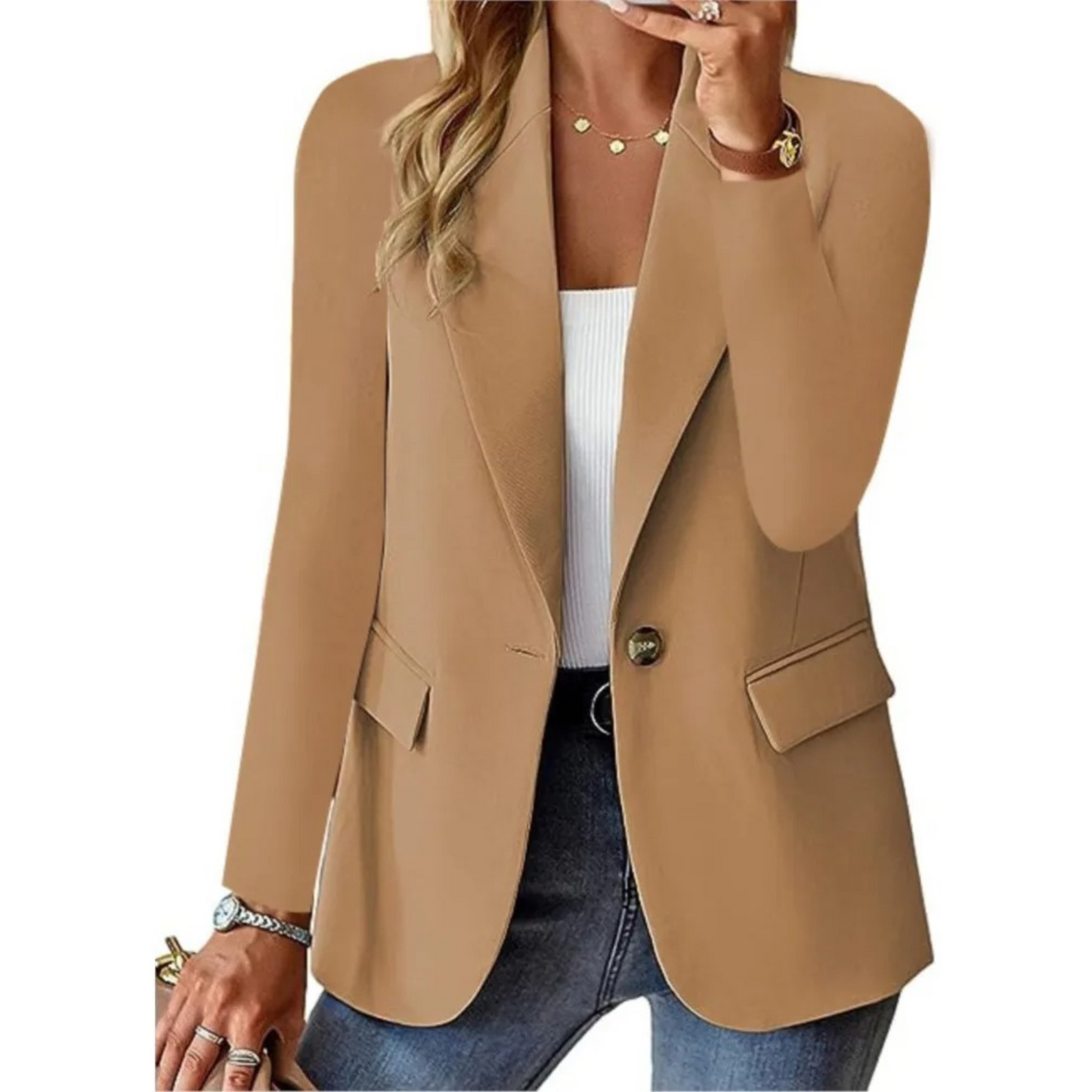 Damen Blazer Langärmlig Slim Fit Schwarz