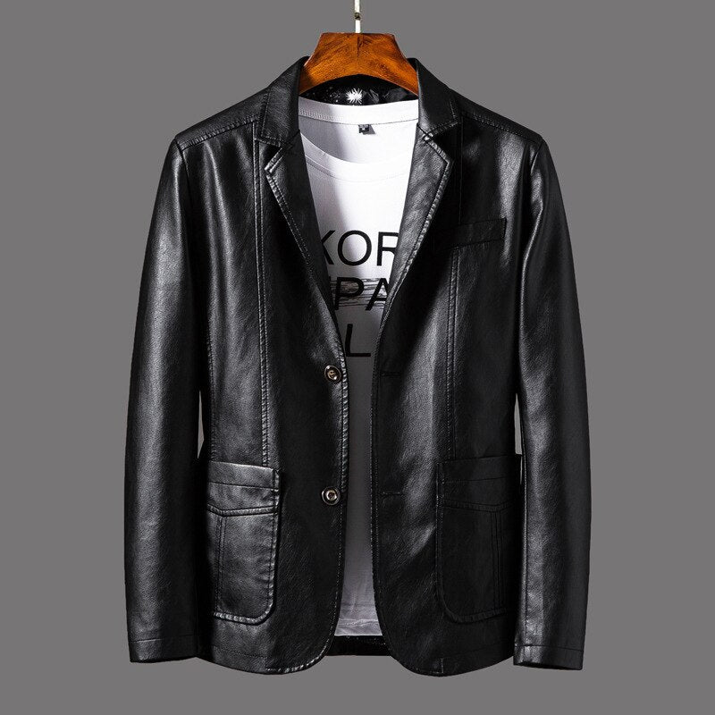 Lederblazer Herren Modern Slimfit Schwarz - BerlinGlamour