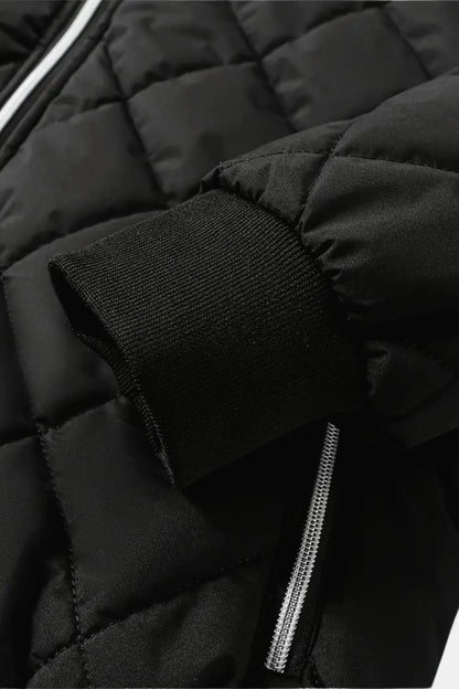 Herren Steppjacke Klassisch Schwarz Warm