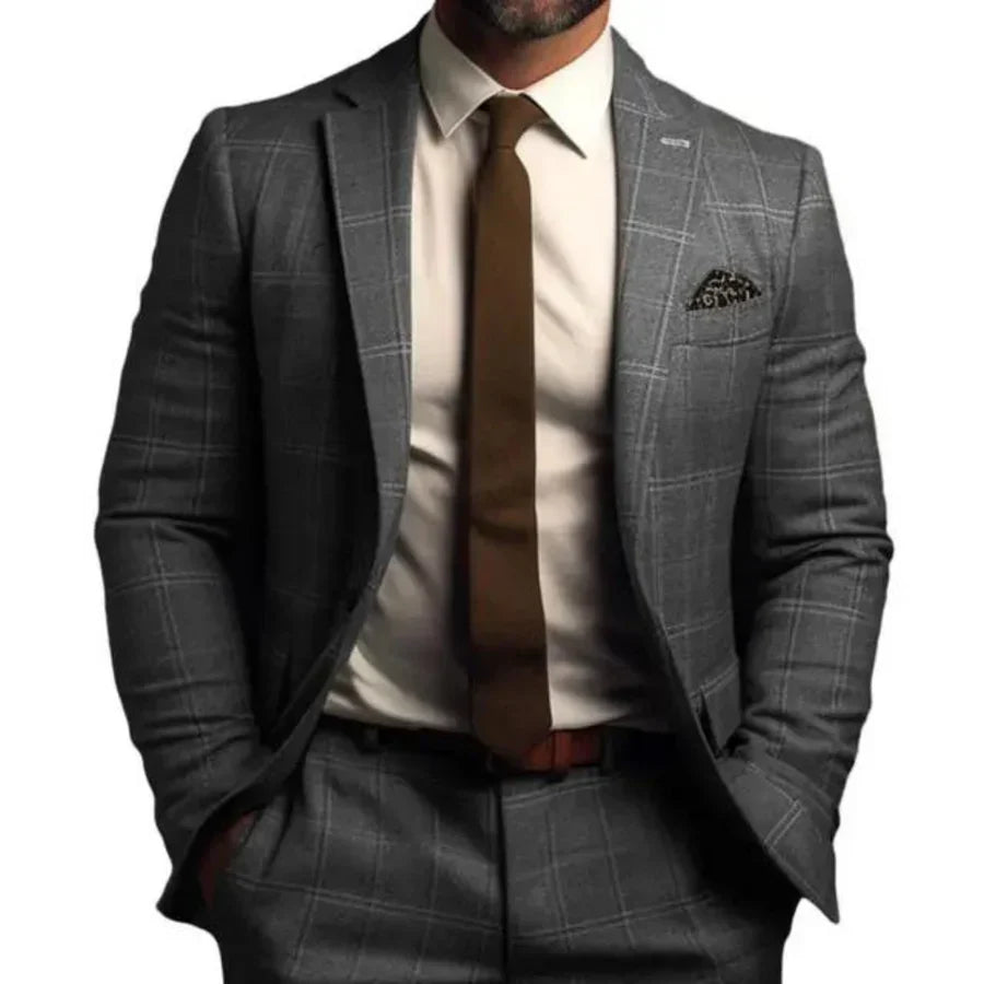 Herren Sakko Karo Muster Elegant Modern