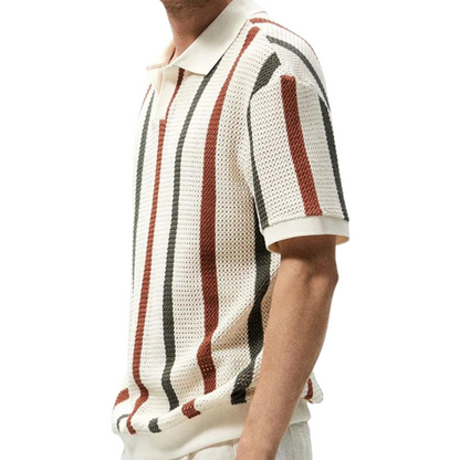 Herren Poloshirt Strick Gestreift Modern Komfortabel