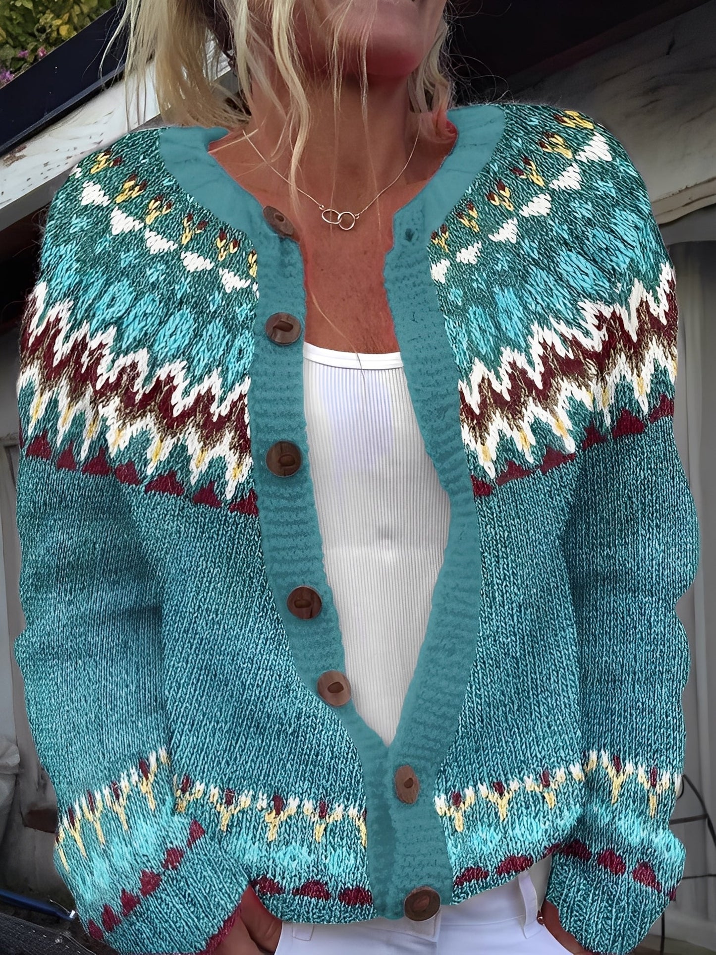 Damenstrickjacke Elegante Mit Knöpfen Modern