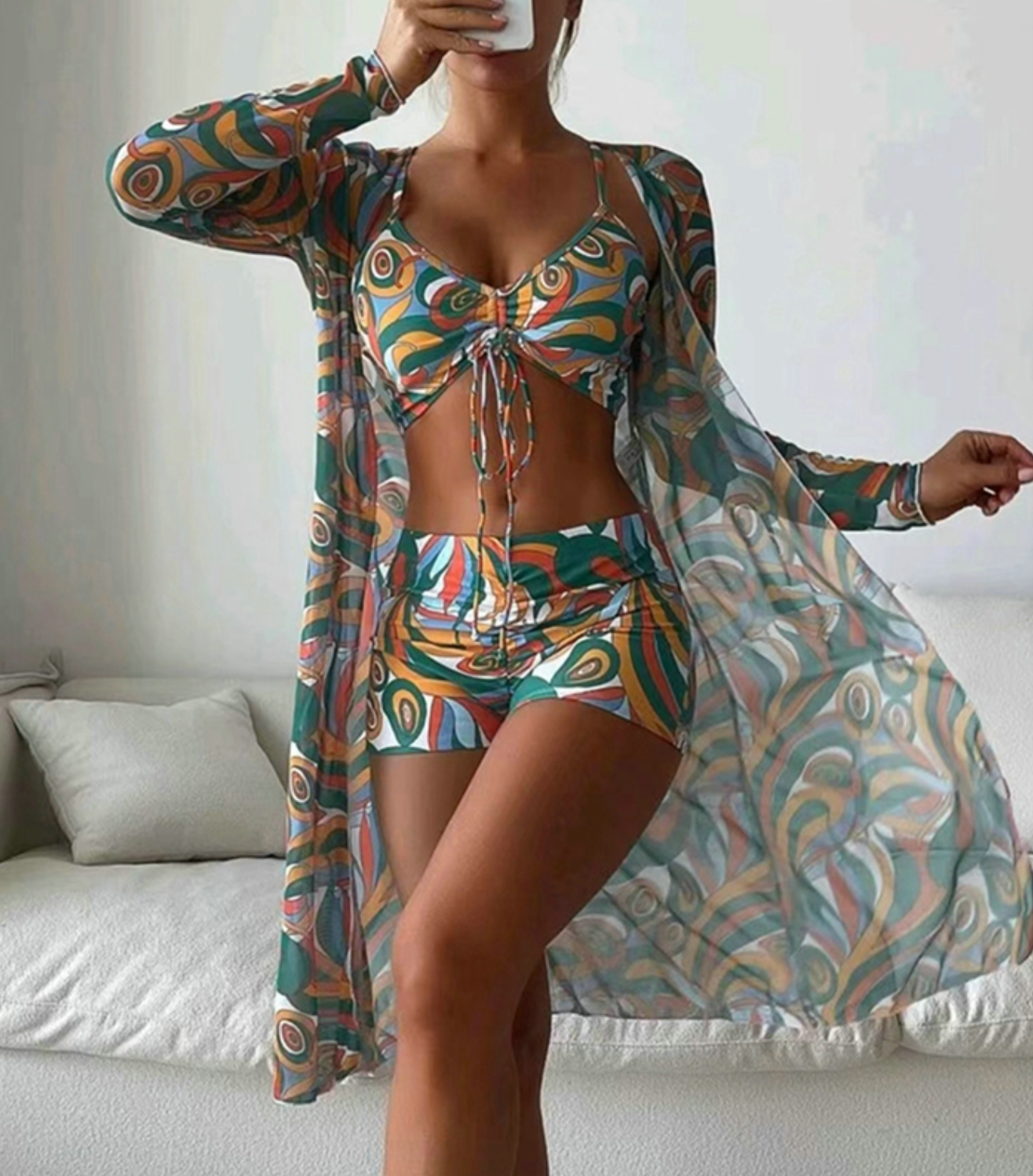 Strand-Bikini-Set Damen Bikini Teilig