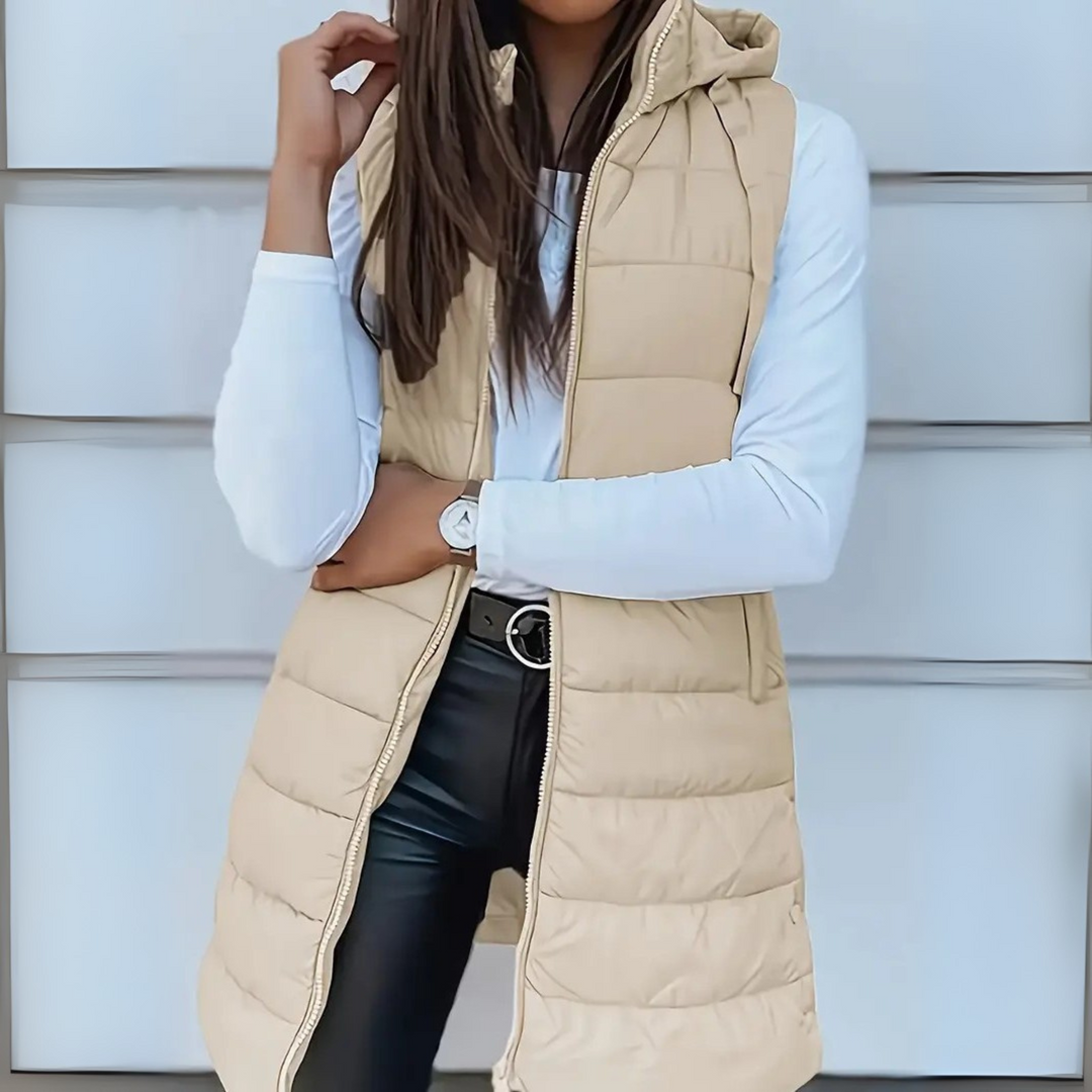 Lange Daunenweste Damen Warm Elegant