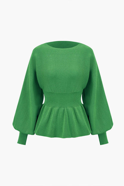 Elegantes Strick-Set Damen Peplum-Top und Bleistiftrock