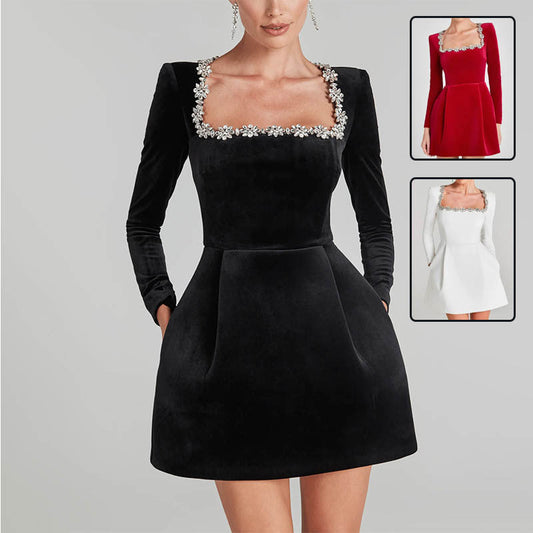 Elegantes A-Linien-Kleid 'Natalie' mit Blumenmuster und Strassbesatz