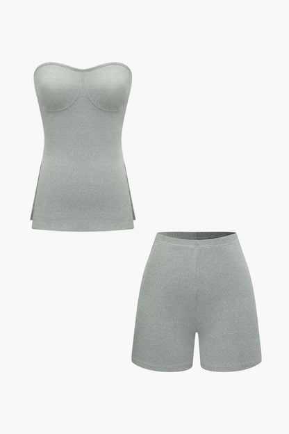 Elegantes Zweiteiler Set mit Bustier Top und Shorts Damen