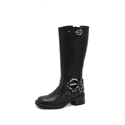 Schwarze Combat-Stiefel Damen Robust Lederstiefel