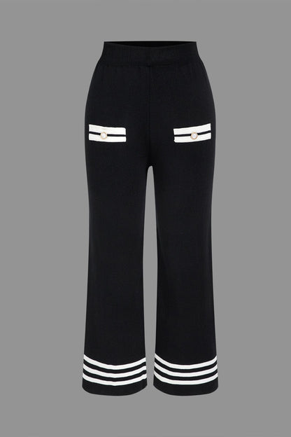 Strick-Zweiteiler-Set Damen Stilvoll Cropped Cardigan Hose