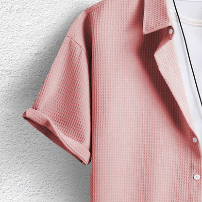 Herren Hemd Waffelstrick Modern Komfortabel