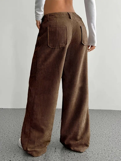 Damenhose Weite Bein Cordhose Frauen Trend
