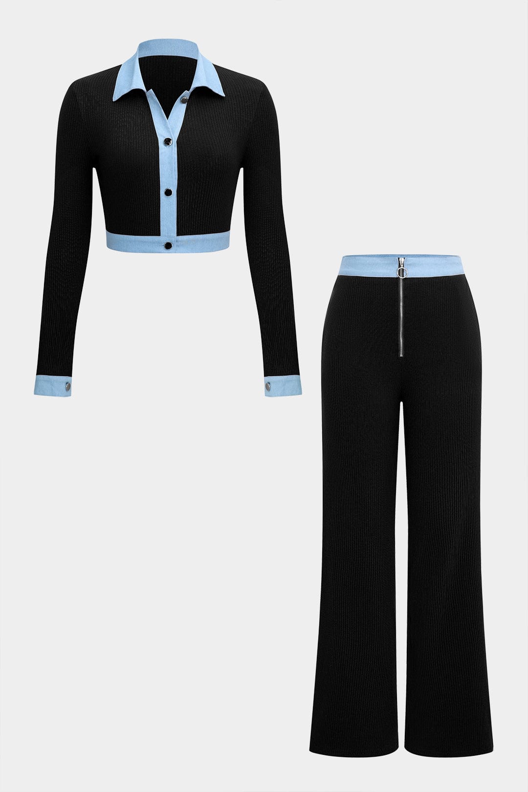 Damen Zweiteiler Set Hemd und Hose Elegant
