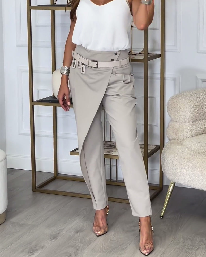 Gürtelhose Patchwork Jeans Frauenhose Trendy