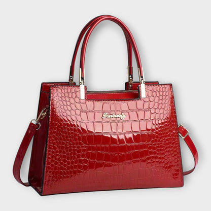 Elegante Damen Handtasche Klassisch Leder Schwarz