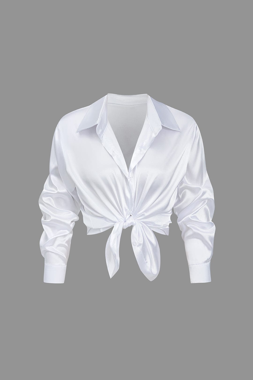 Elegante Bluse Langarm Seiden-Satin Damenbluse