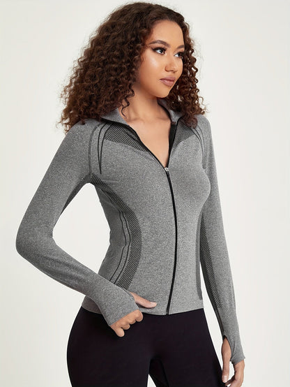 Sportjacke Damen Nahtlos Reißverschluss Waterproof - BerlinGlamour