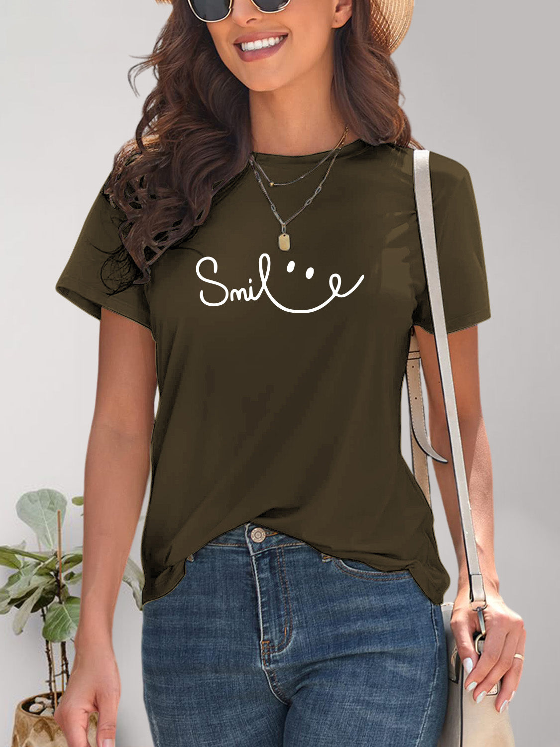 Kurzarm T-Shirt Frauen Rundhals Modern