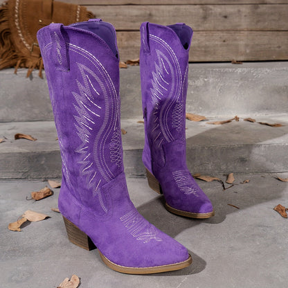Stiefel Aus Wildleder Damen Cowboystiefel Braun
