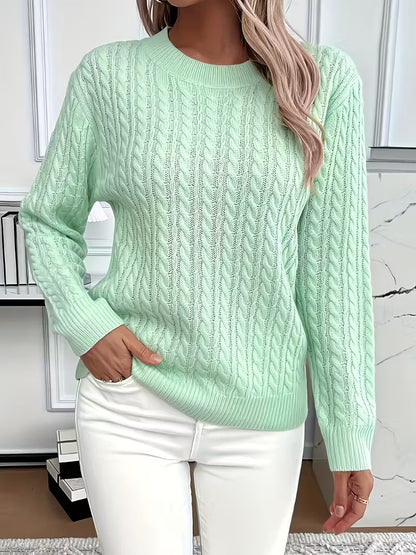 Damen Strickpullover Zopfmuster Weich Warm Winter