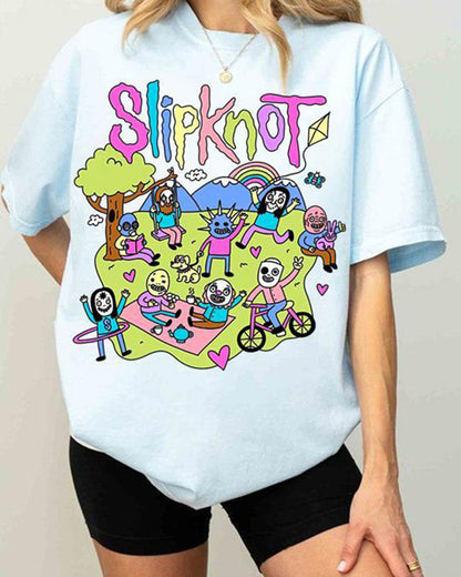 Schwarzes Slipknot Band T-Shirt Männer
