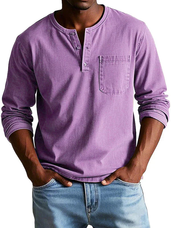 Herren Langarmshirt Lässig Bequem Baumwolle