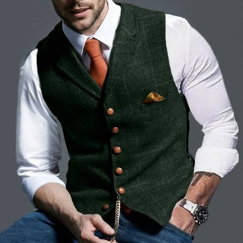 Herren Weste Kariert Elegant Business